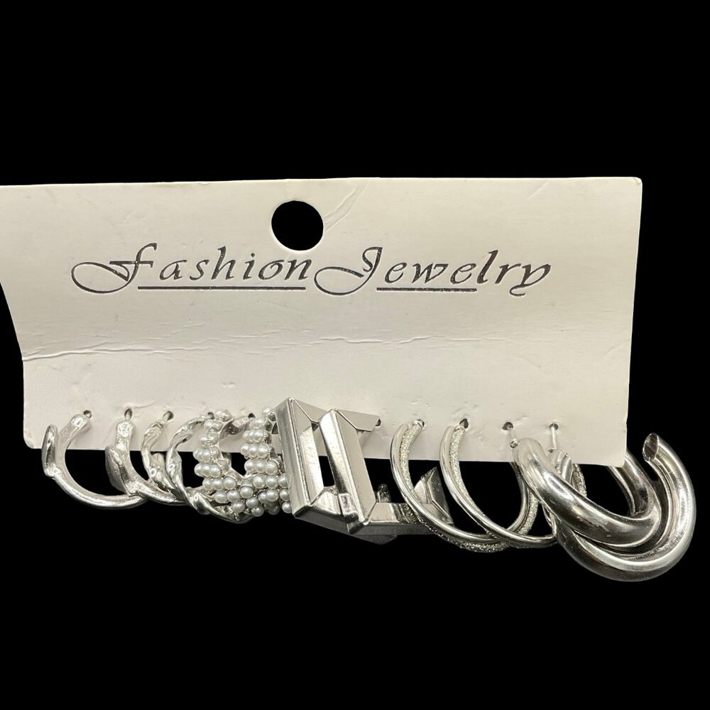 Assorted Silver Tone Half Moon Earrings